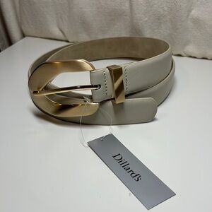 Dillards White Belt With Gold Buckle | Sz L | NWT